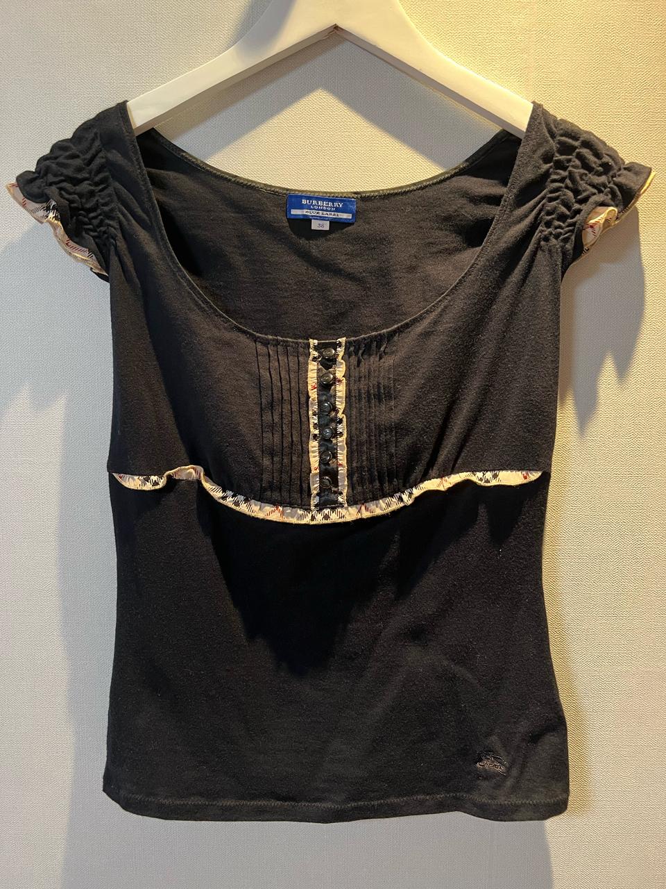 버버리 명품 여성 캡소매 라운드 티