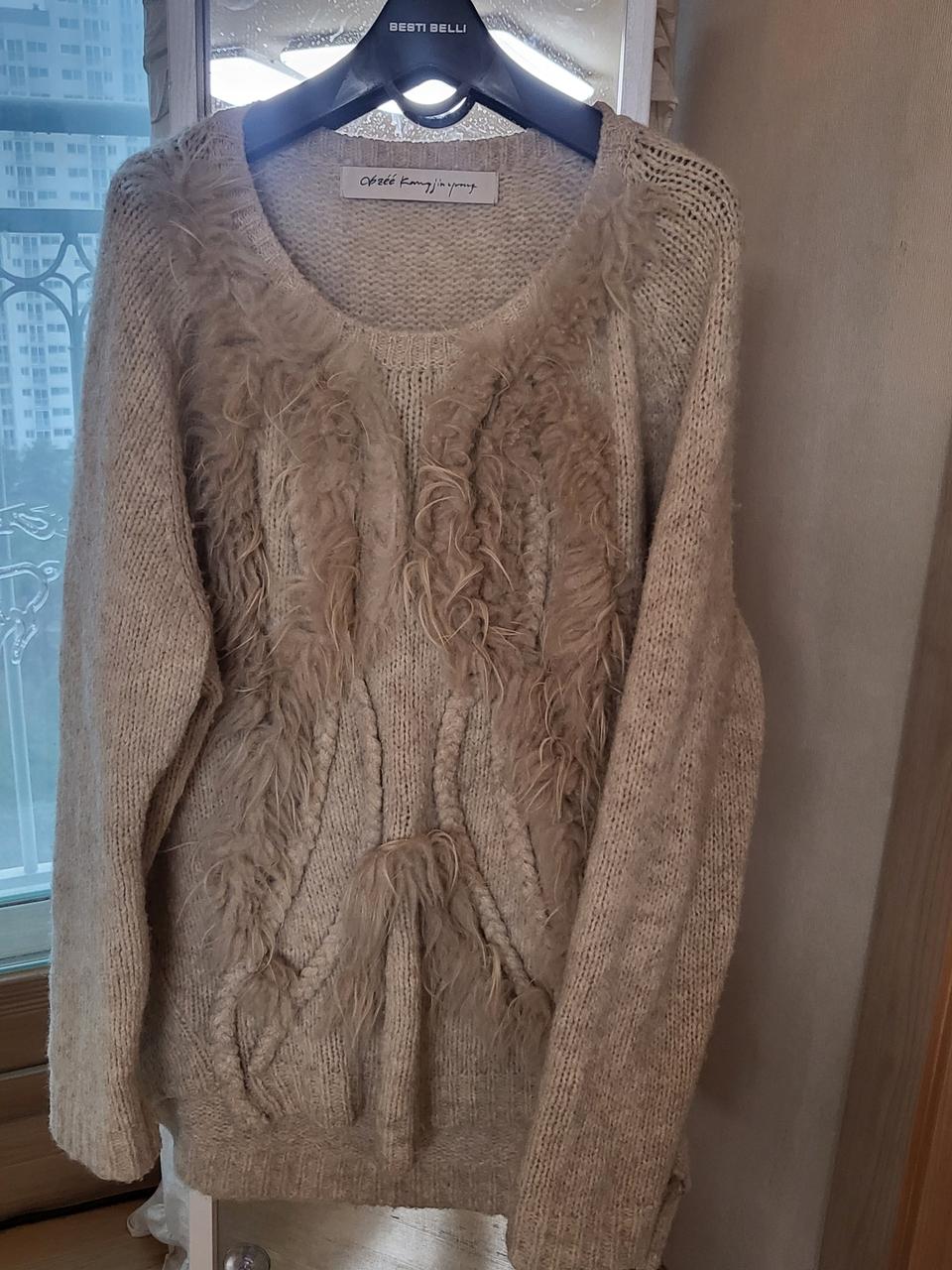 럭셔리 오브제 리얼 양털 루즈핏 롱티셔츠 55-66