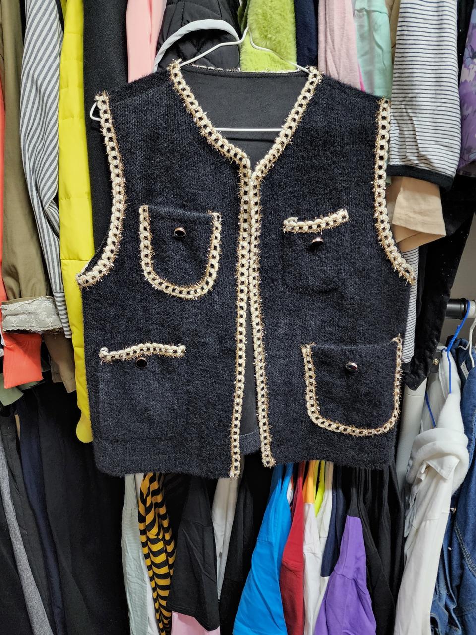 럭셔리 안감 무스탕 퍼 조끼