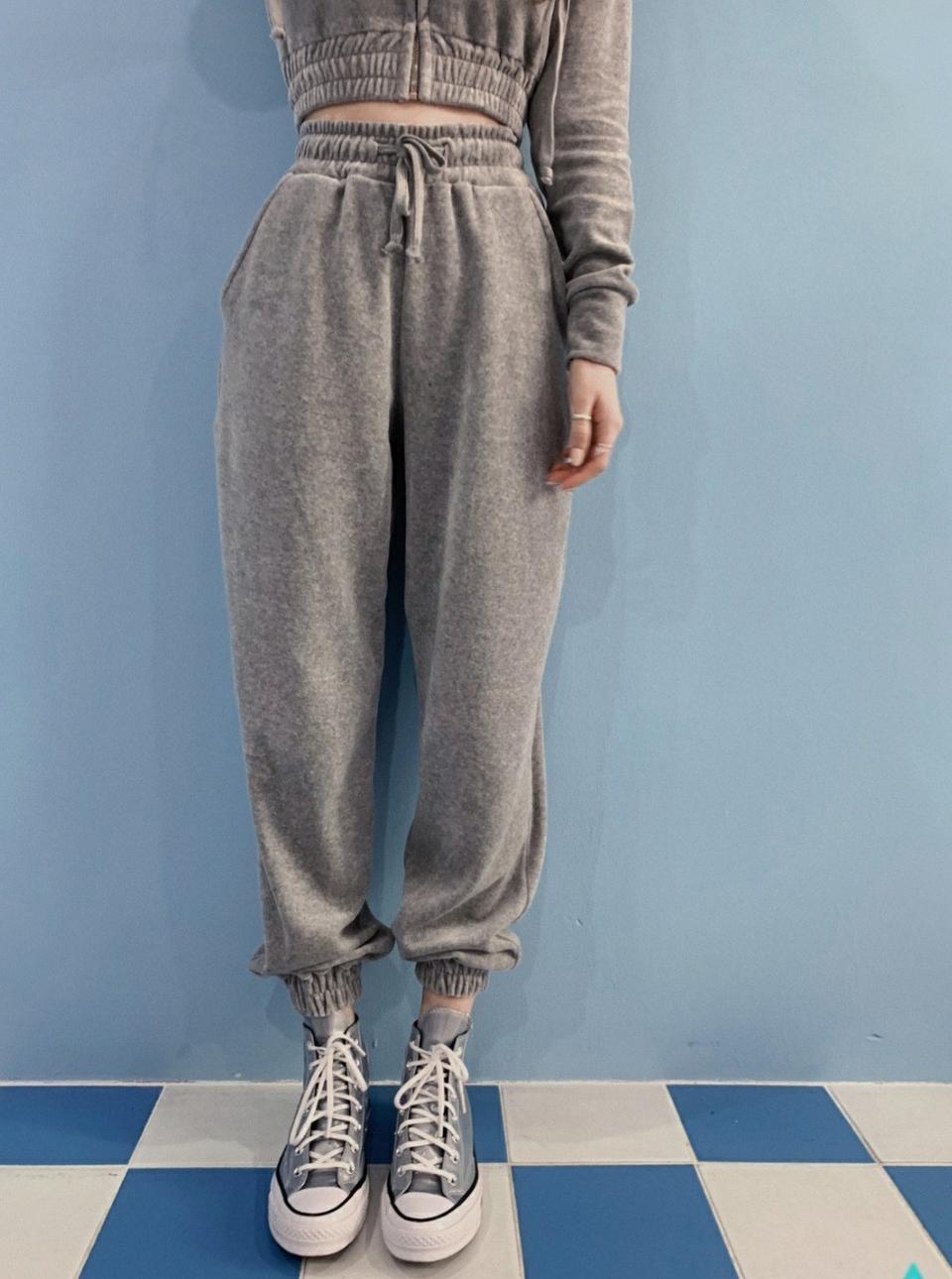 페일제이드 y2k 벨벳 조거팬츠 트레이닝 그레이