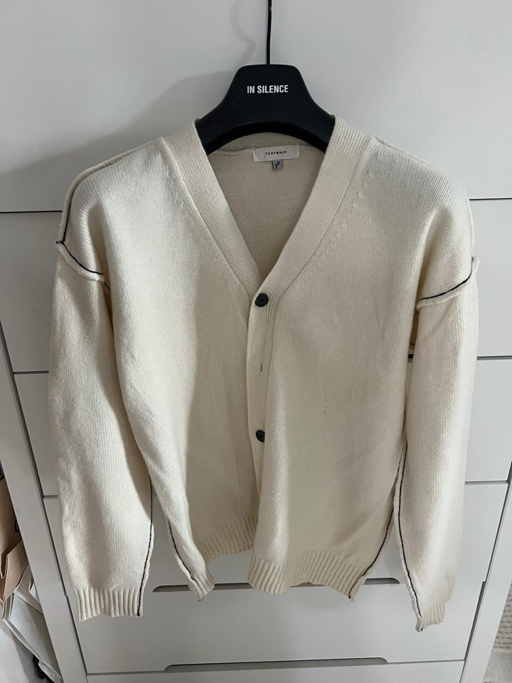 [L]토니웩 스티치 울캐시미어 가디건 크림