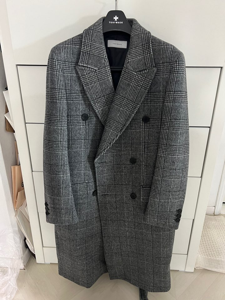 [L]토니웩 크루도 체크 더블코트 