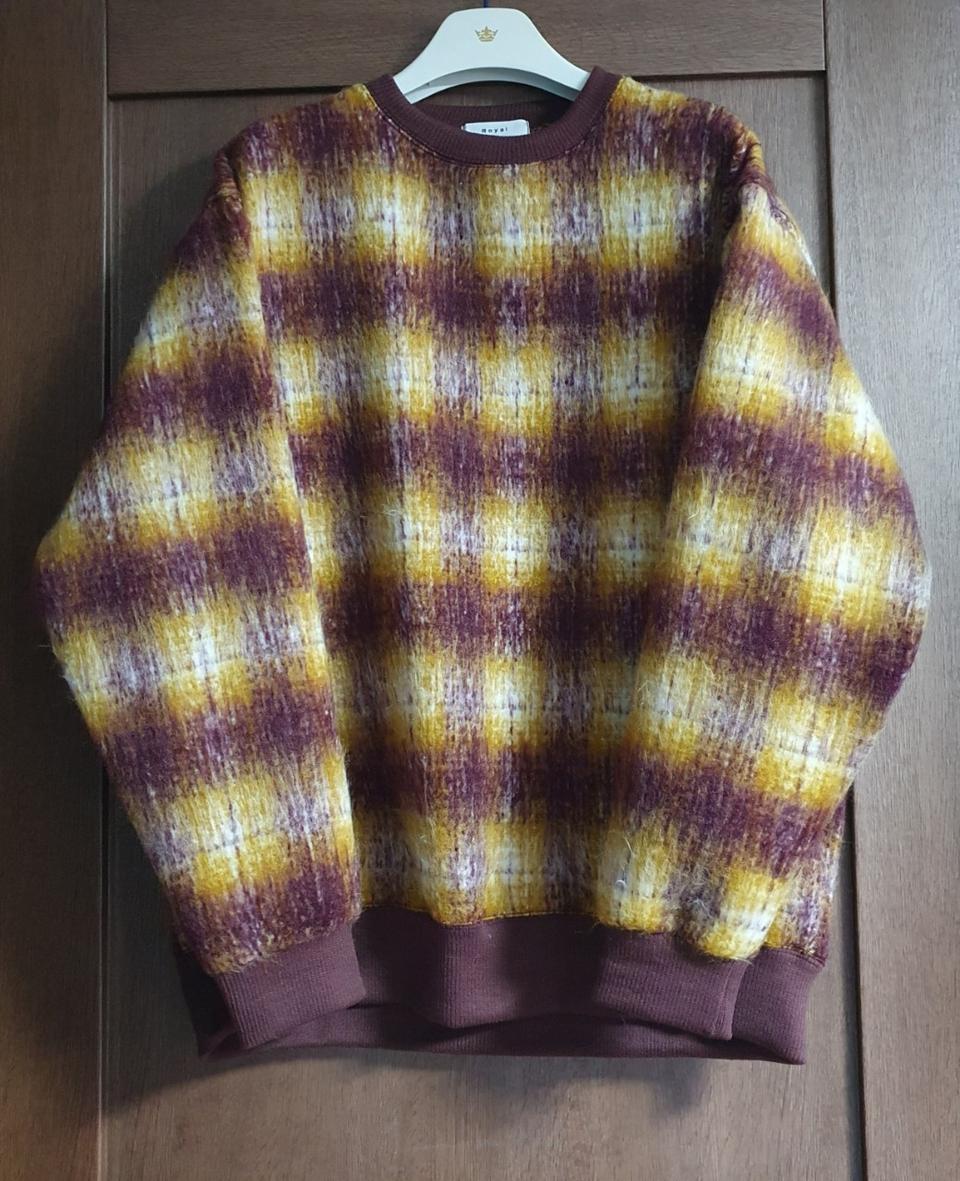 새상품  모헤어 체크 니트 남녀공용 빅사이즈 가능