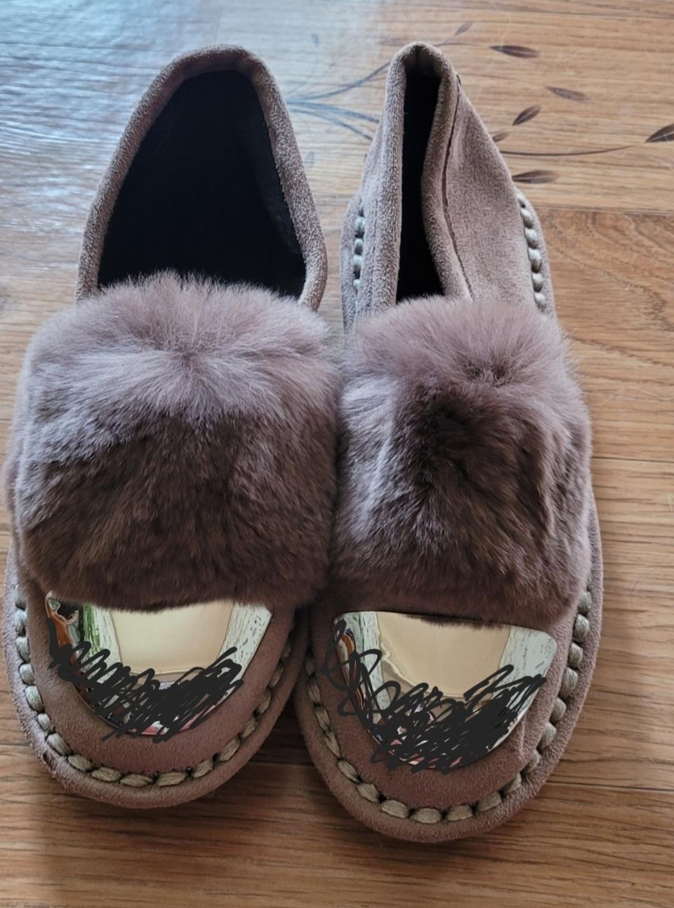 새상품  토끼털플랫슈즈  230