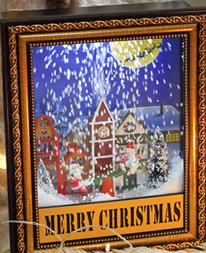 크리스마스 눈내리는 멜로디 무드등 액자