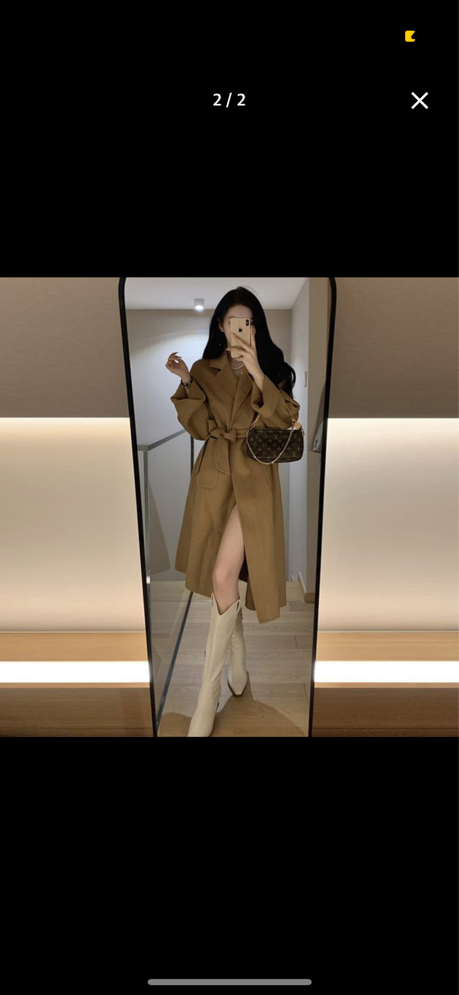 브라운 허리 벨트 리본 롱코트