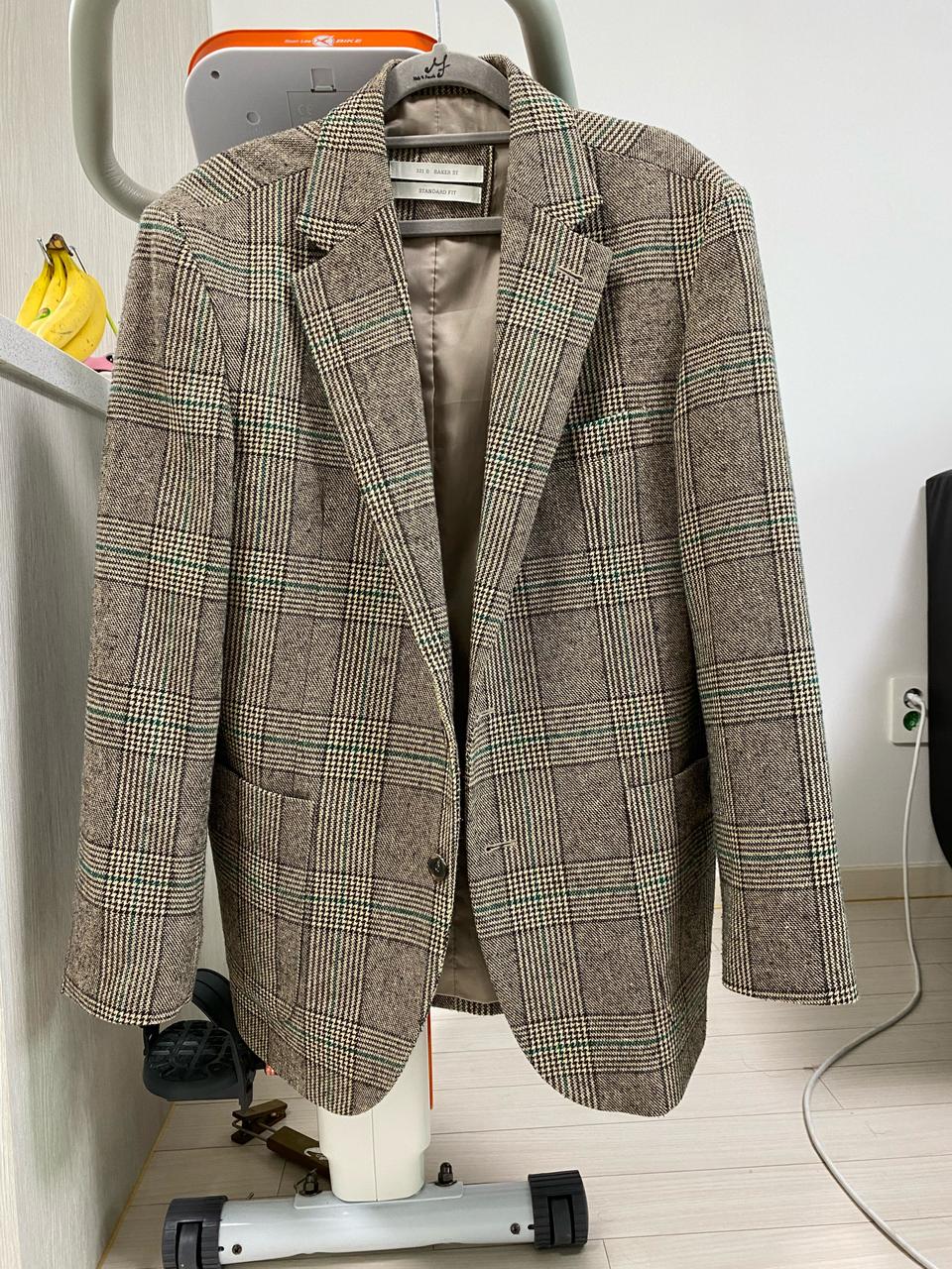 베이지 글렌체크 블레이져