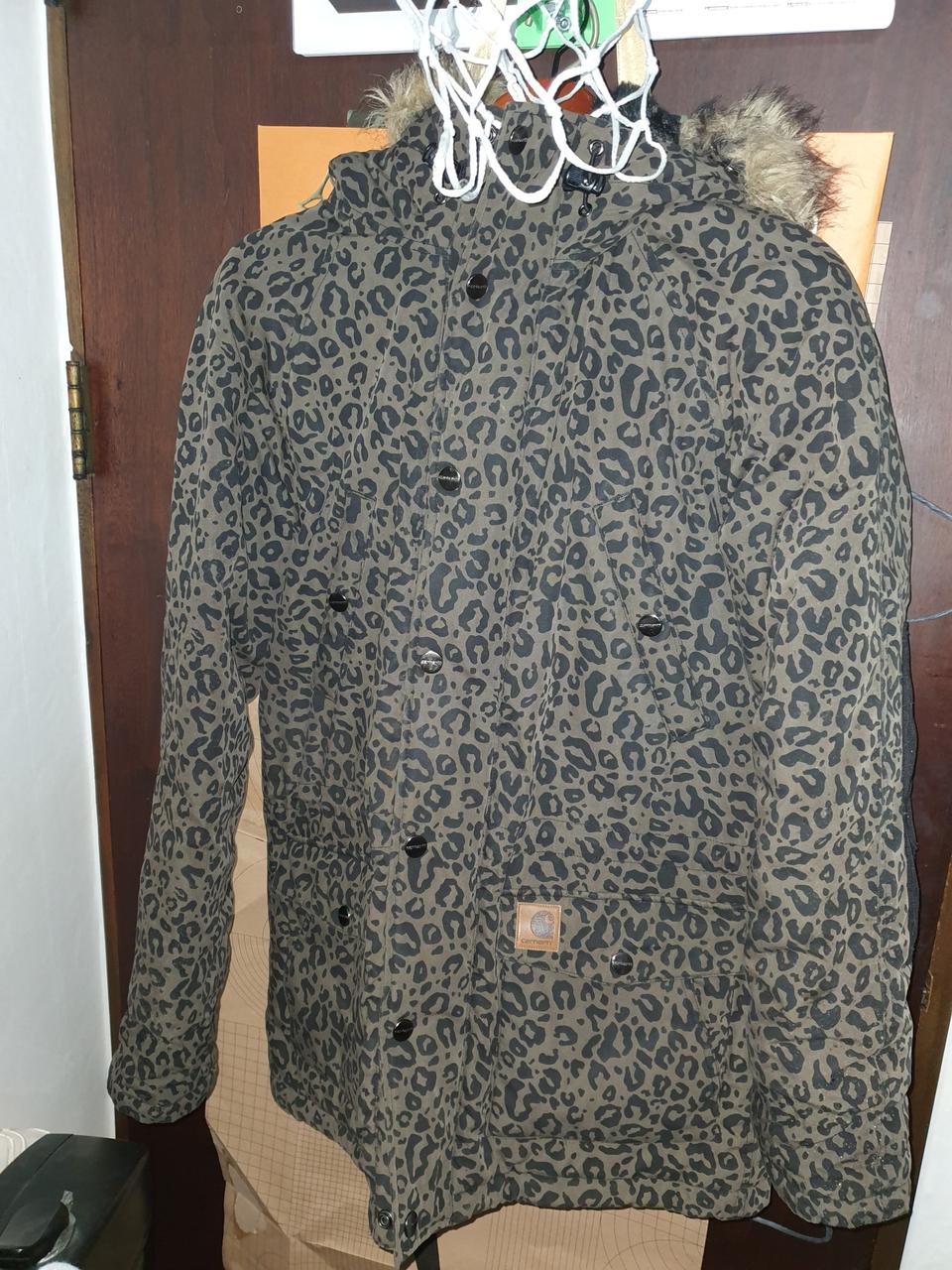 칼하트 레오파드 파카 트래퍼 표기 미듐 여성, 남성 스몰 양품 레어 칼라