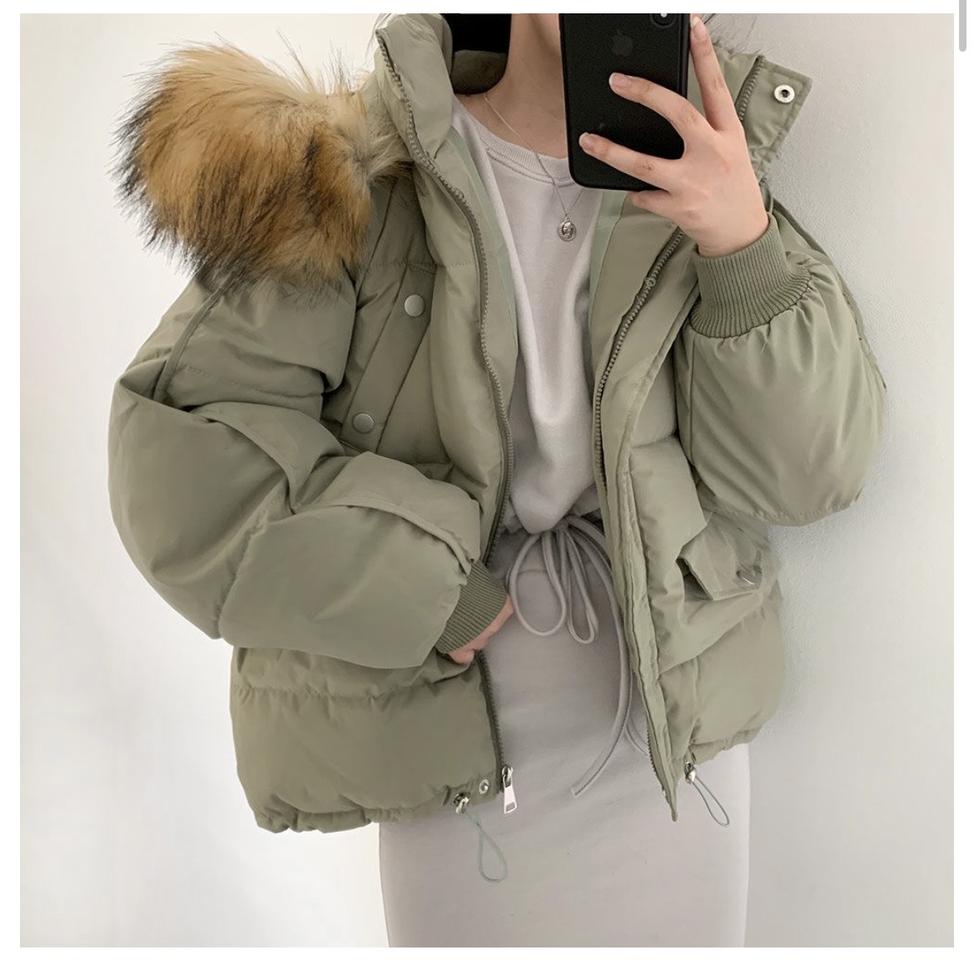 라쿤 스트랩 숏패딩(카키)