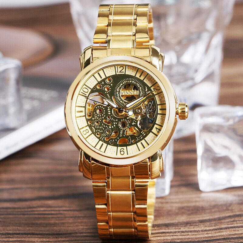 새 C형 골드 남성 수동 시계판 태엽 손목 시계 도금 고급 디자인