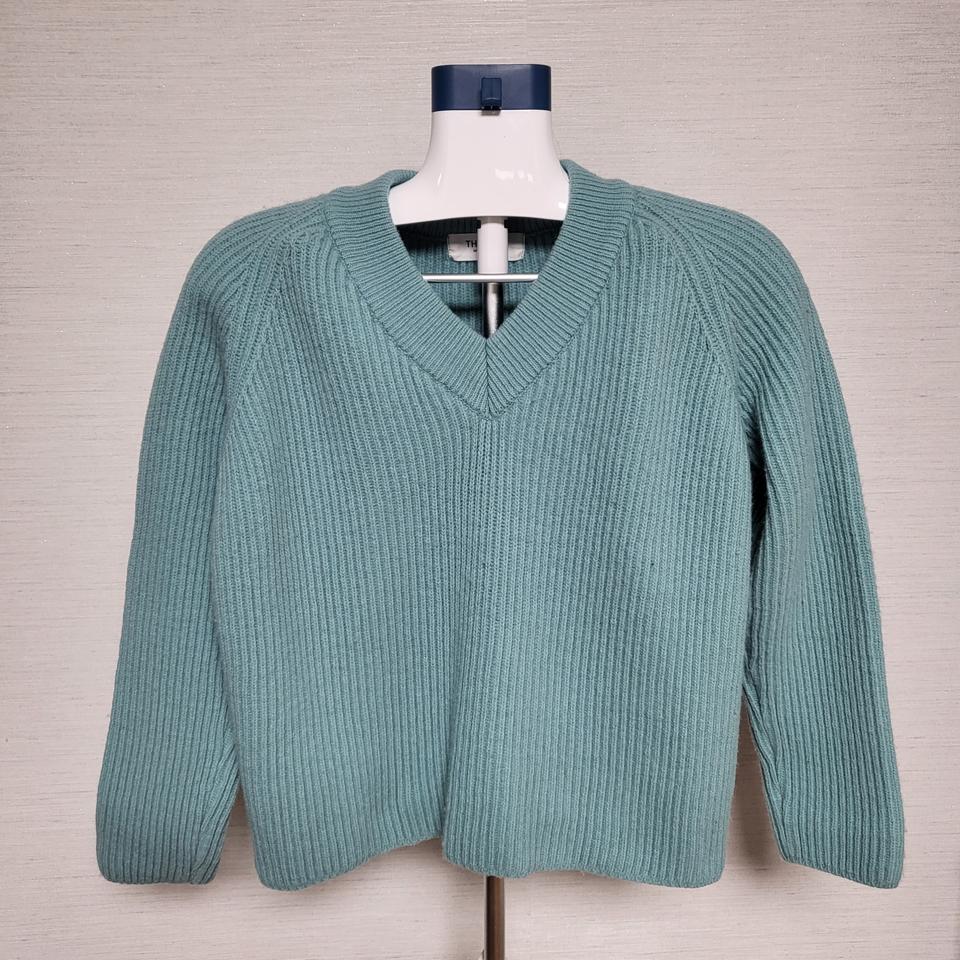 [55] 민트색 골지 울 브이넥니트