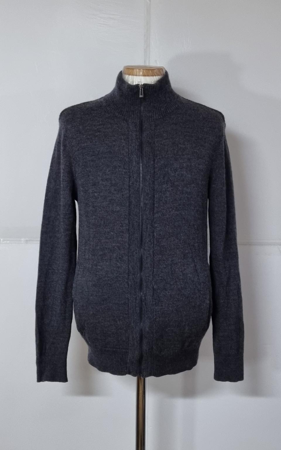 95)CK 캘빈클라인 울100% 집업가디건 니트 차콜그레이