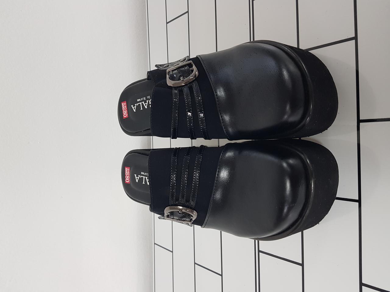 여성 버클 장식 가보시 슬리퍼 뮬 11cm