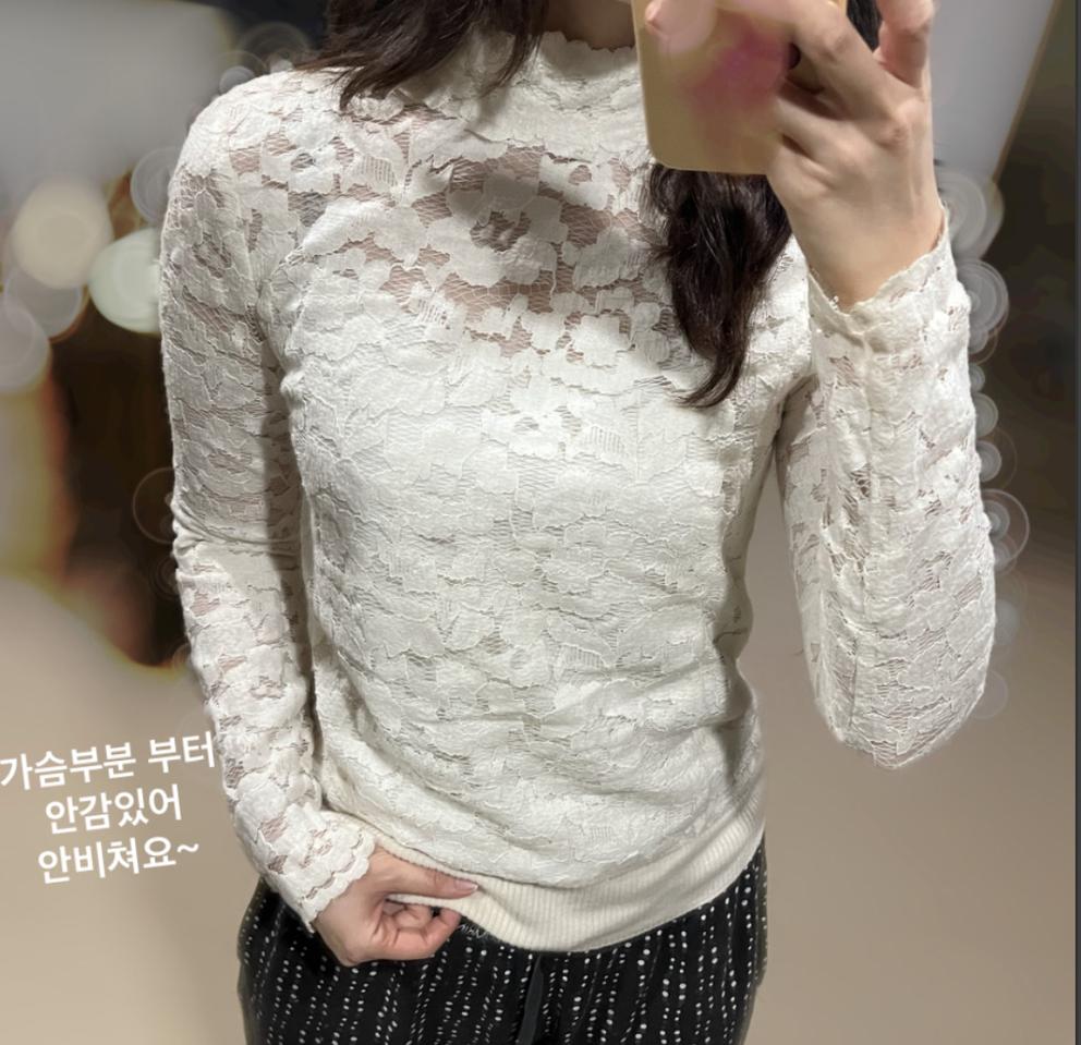 44 마른55 1회착 아이잗컬렉션 고가라인 레이스 니트 스웨터 마인 마쥬