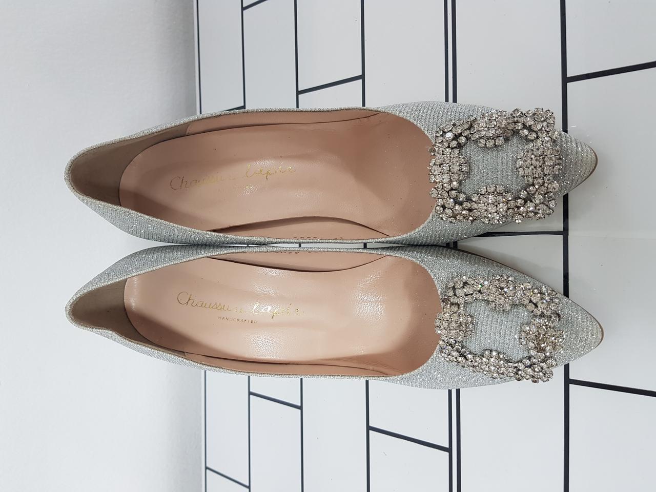 실버 글리터 스틸레토 힐