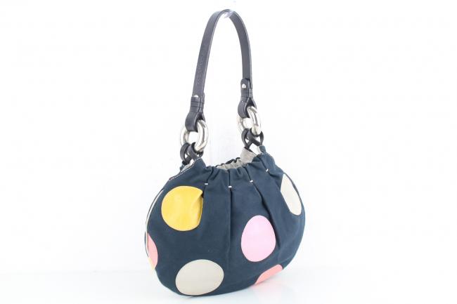 모스치노 모스키노 칩 앤 시크 네이비 멀티 폴카도트 유니크 토트백 B3845