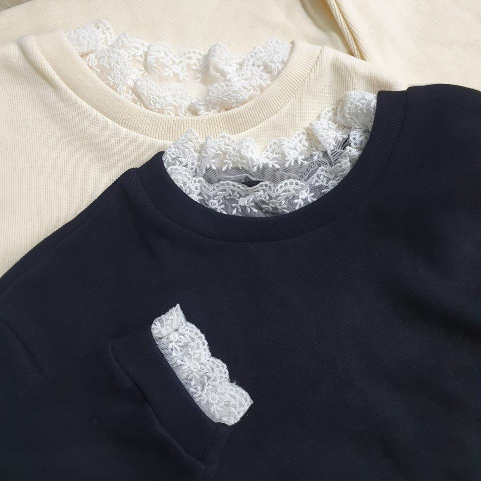 새상품 레이스 니트맨투맨 기모안감