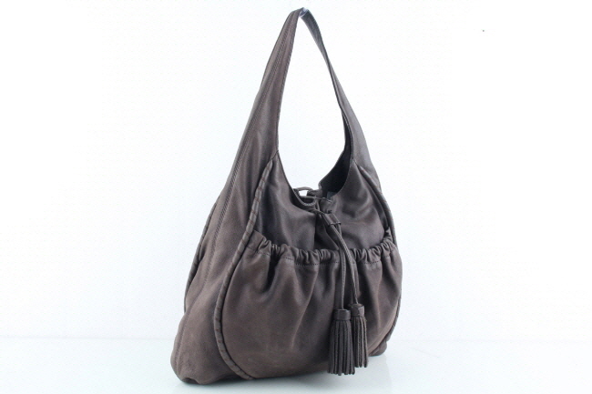 바네사브루노 빈티지 그레이 소가죽 테슬포인트 그런지룩 미디움호보 숄더백
