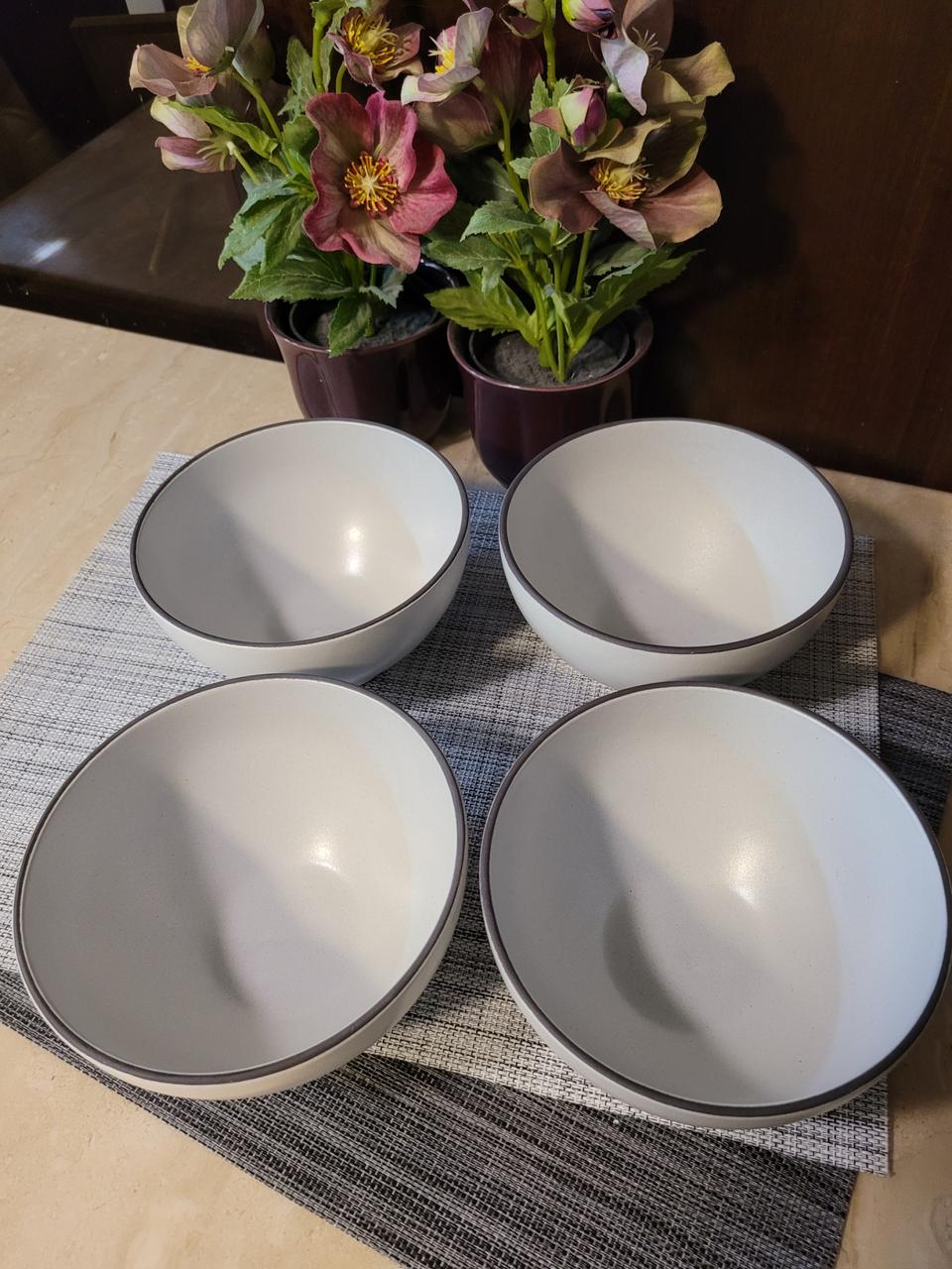 고급 무광 도자기 연그레이 면기세트