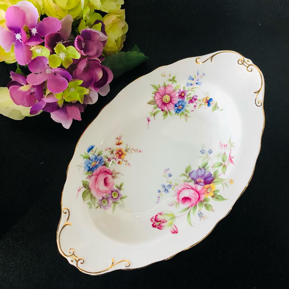 영국 앤슬리 플로럴 오벌 볼접시