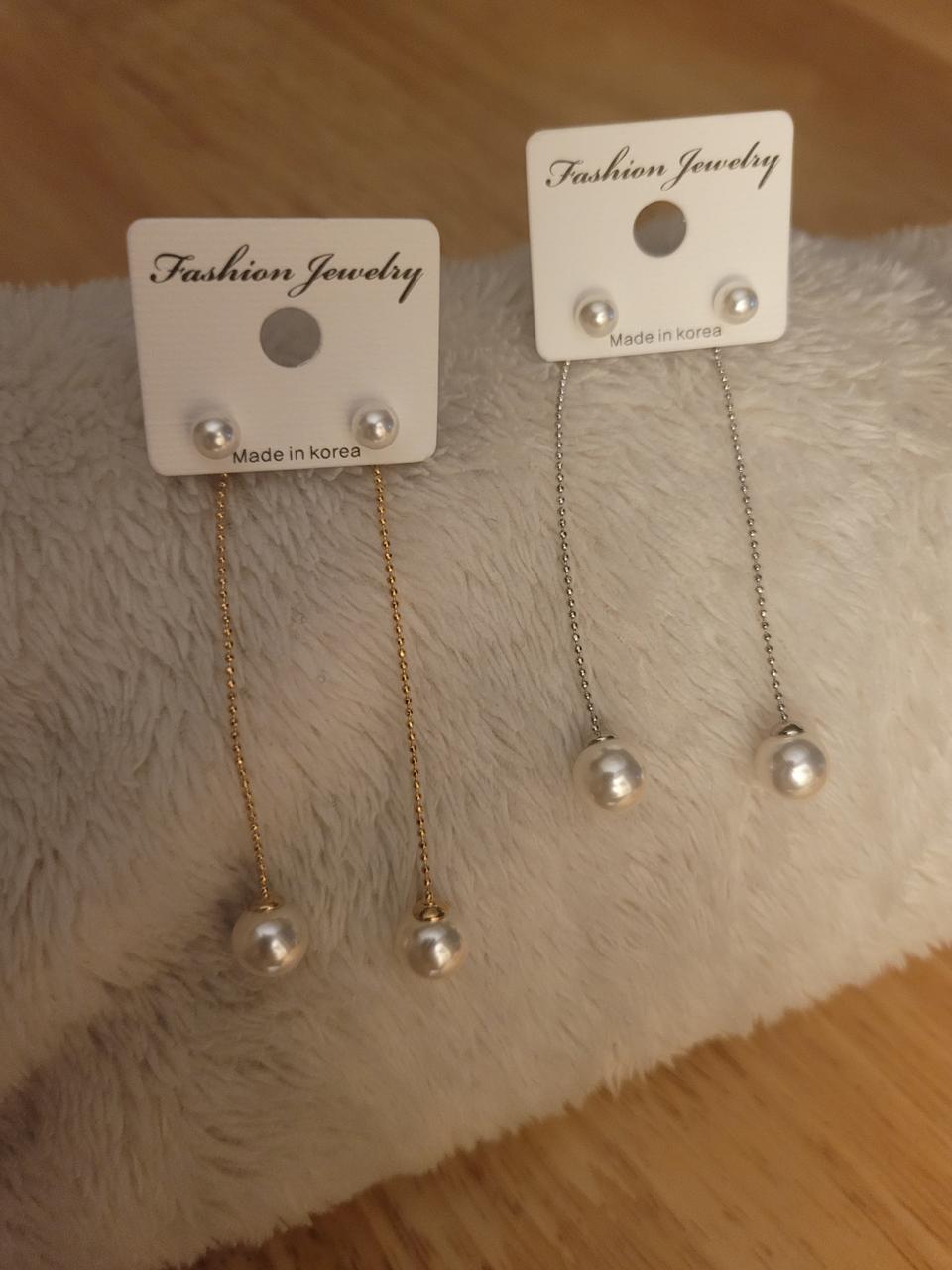 925실버 은침 진주드롭롱귀걸이