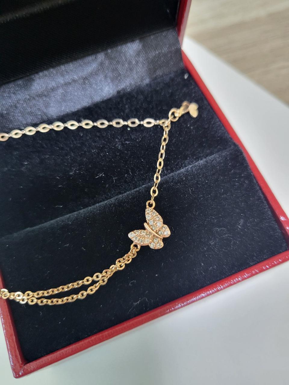 14K 나비 로즈골드 발찌