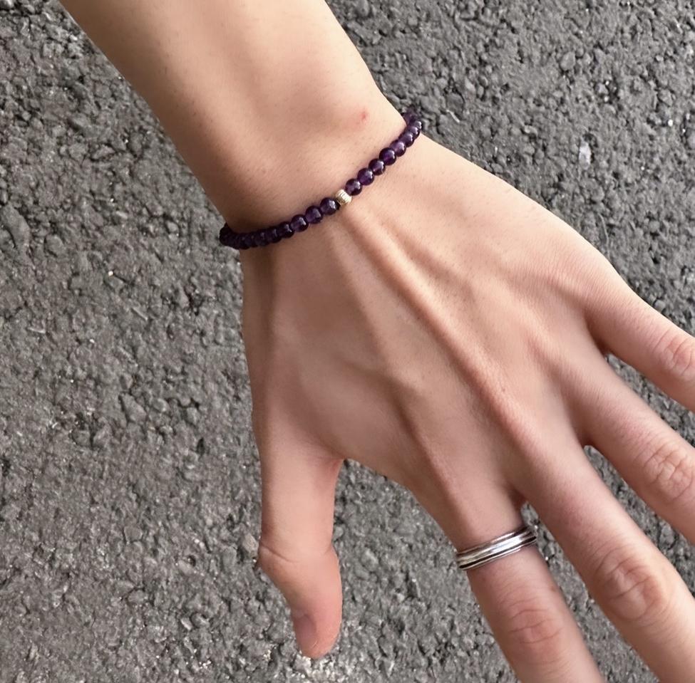 천연 자수정 14k gold 팔찌(무료배송)