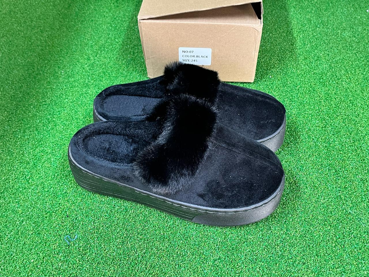 키높이 털슬리퍼 블랙245mm새것