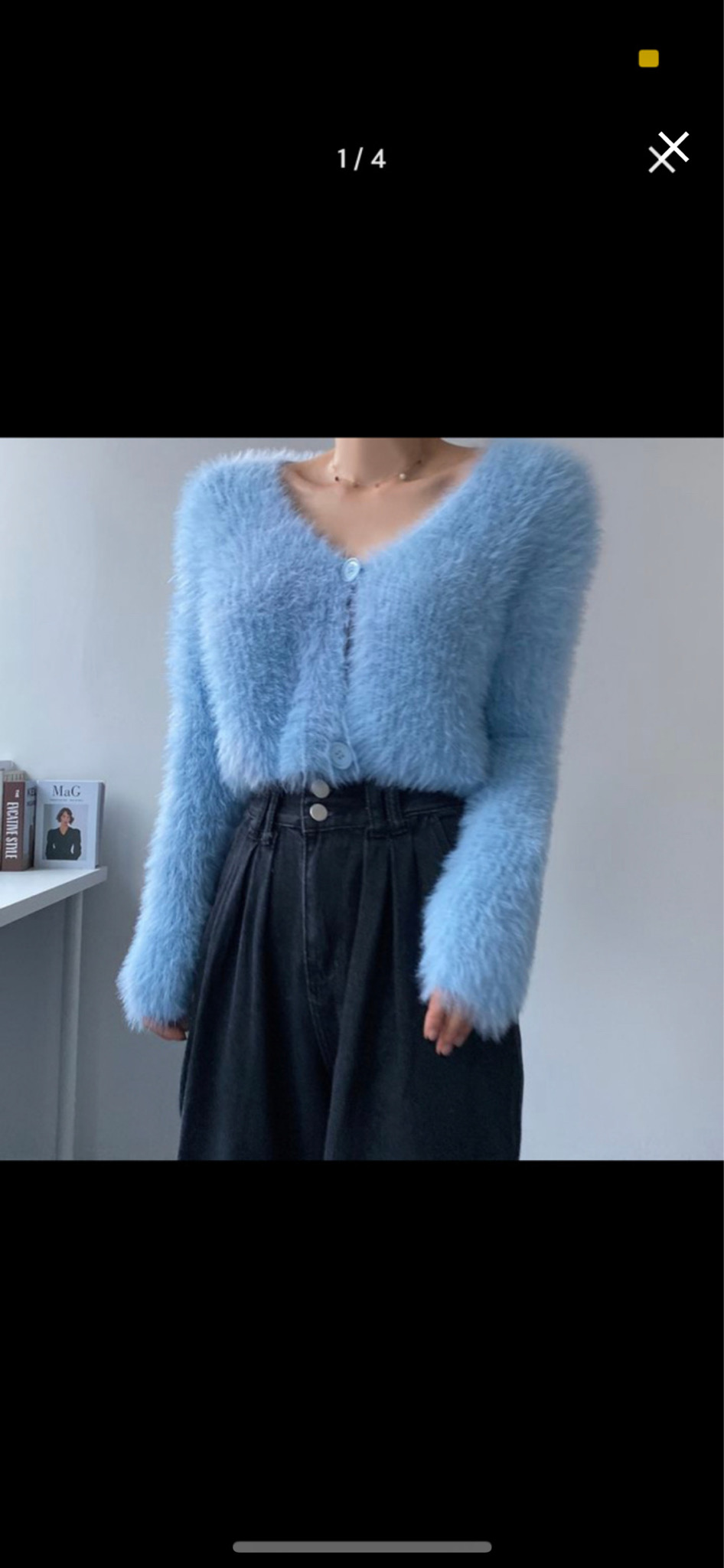 퍼 가디건 소라색