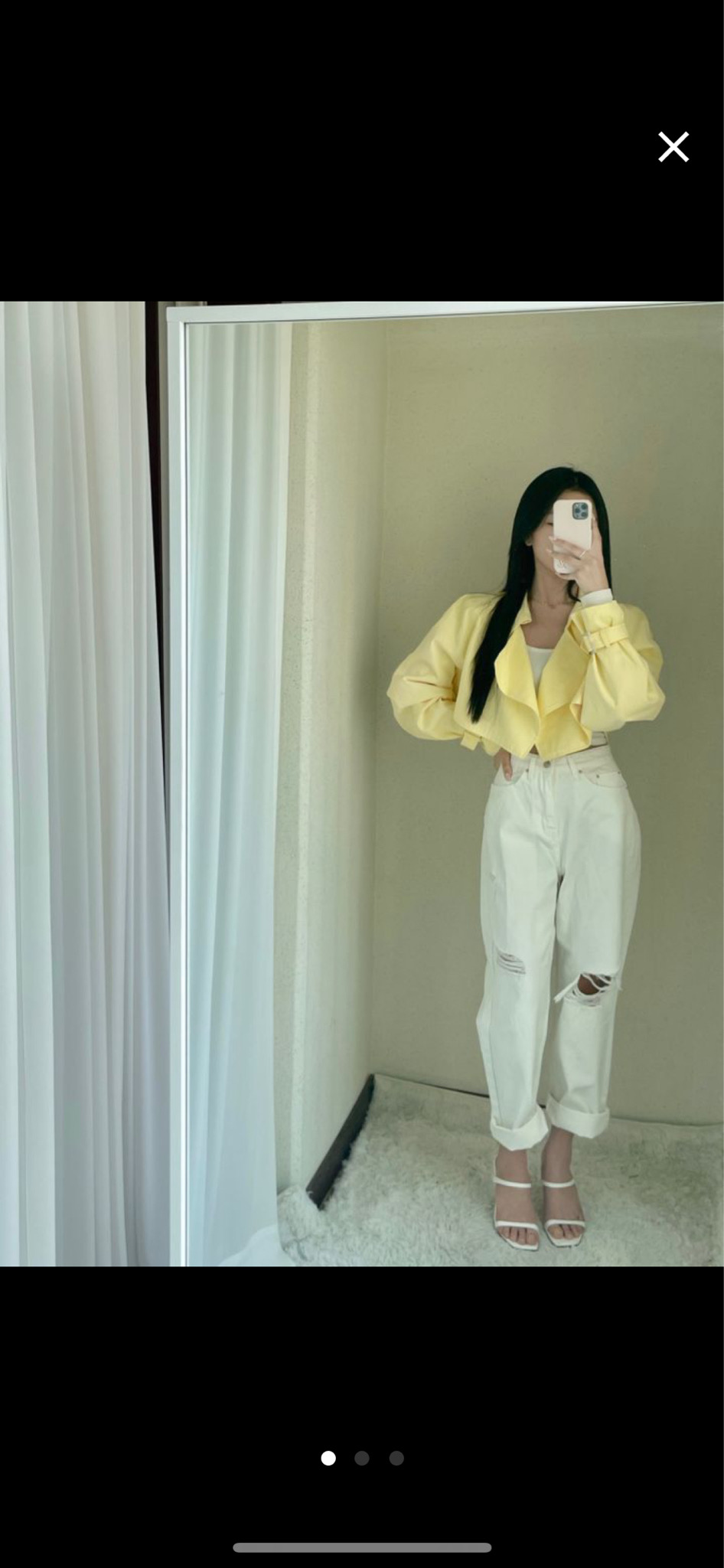 화이트 배기 롤업 바지 새상품