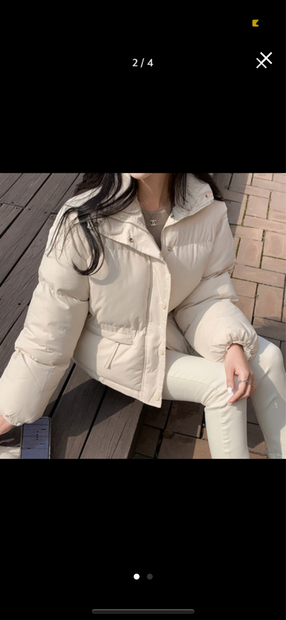 웰론 베이지 스트링 패딩점퍼