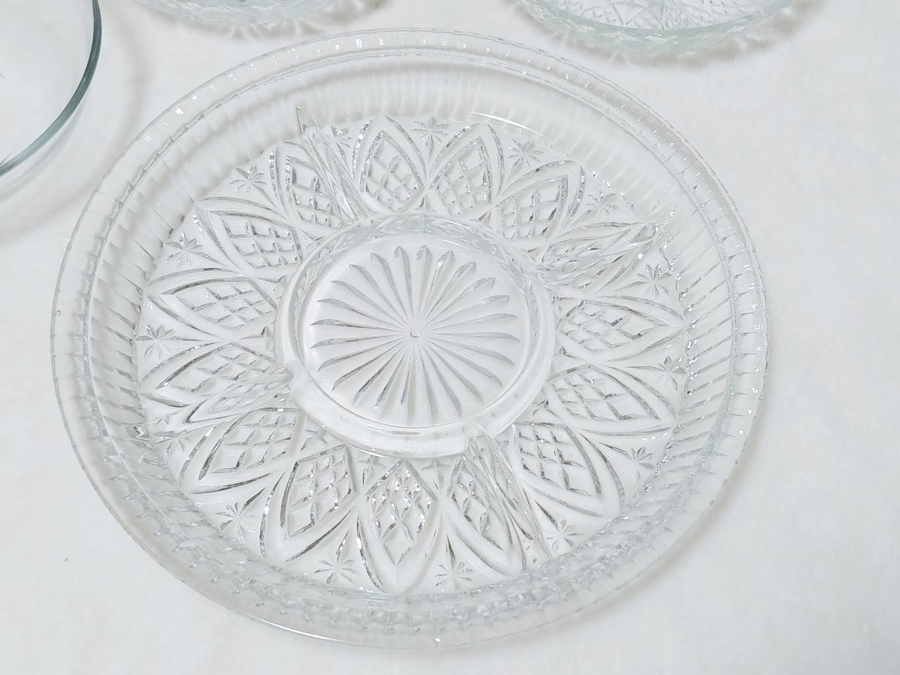 빈티지 레트로 유리그릇 나눔접시(대) 서주우유 일괄