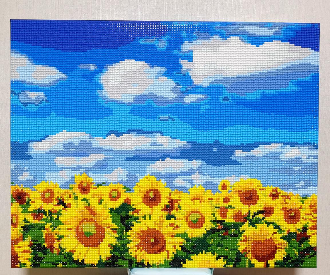 해바라기 보석십자수 완성품