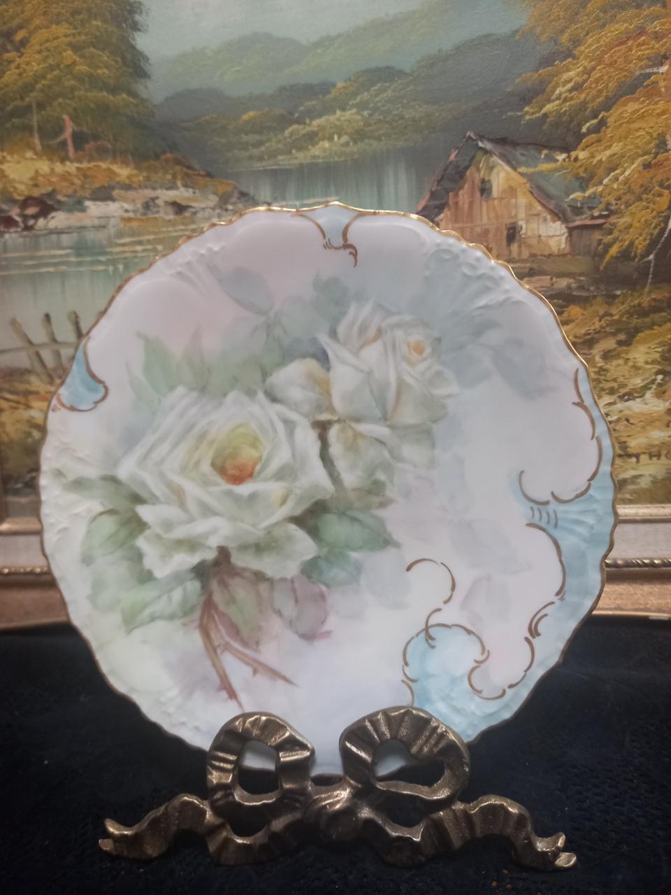 앤틱 프랑스 리모지 핸드페인팅 접시