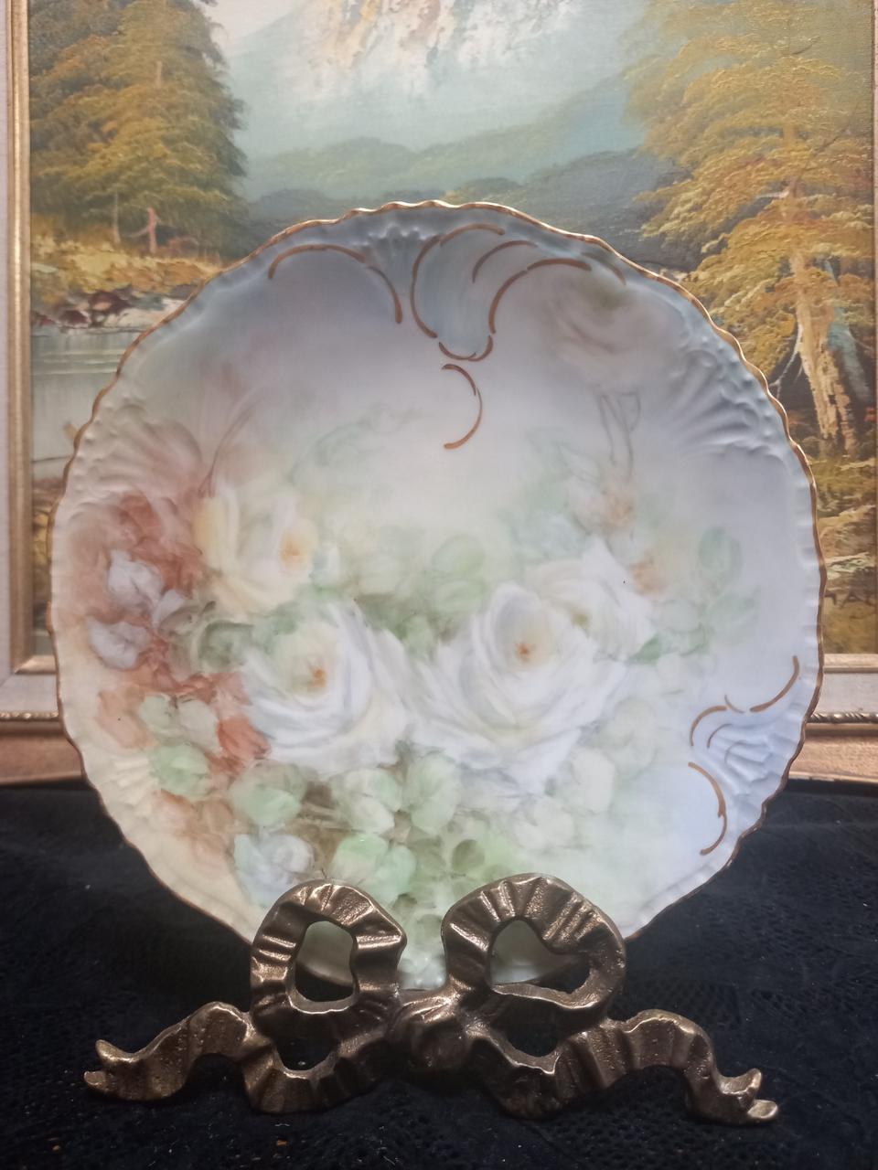 앤틱 프랑스 리모지 핸드페인팅 접시
