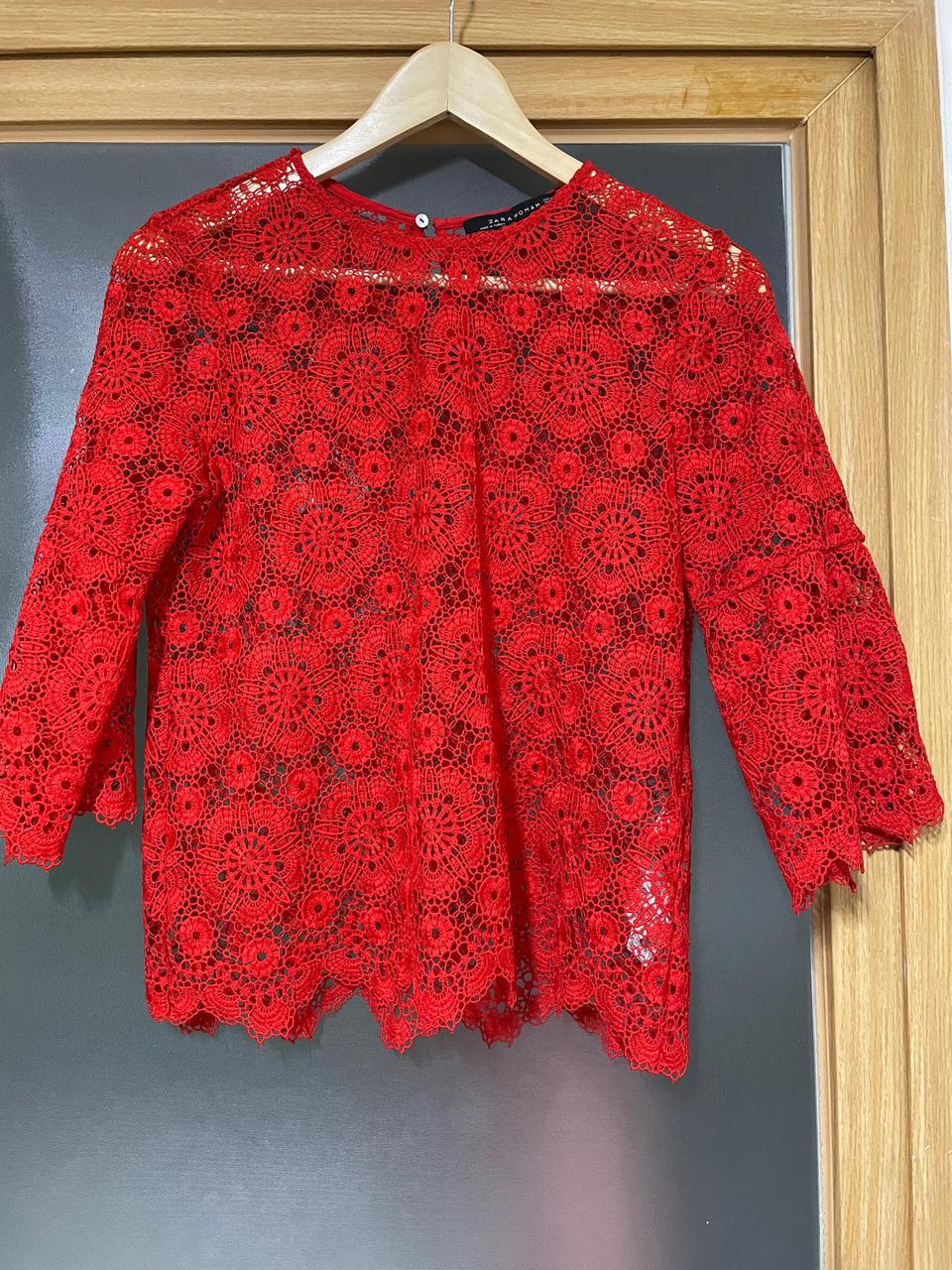 자라 레이스 블라우스