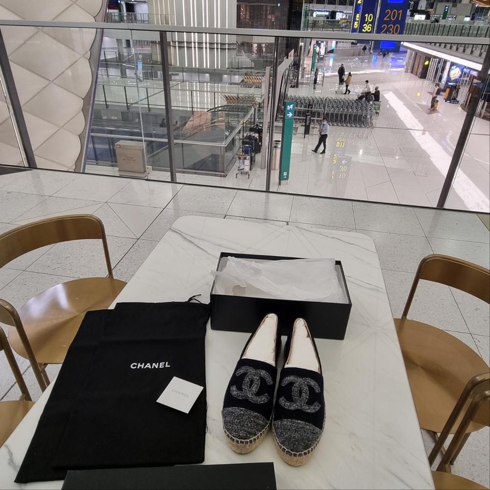 새상품)정품 샤넬 에스파듀 트위드 블랙 37/230