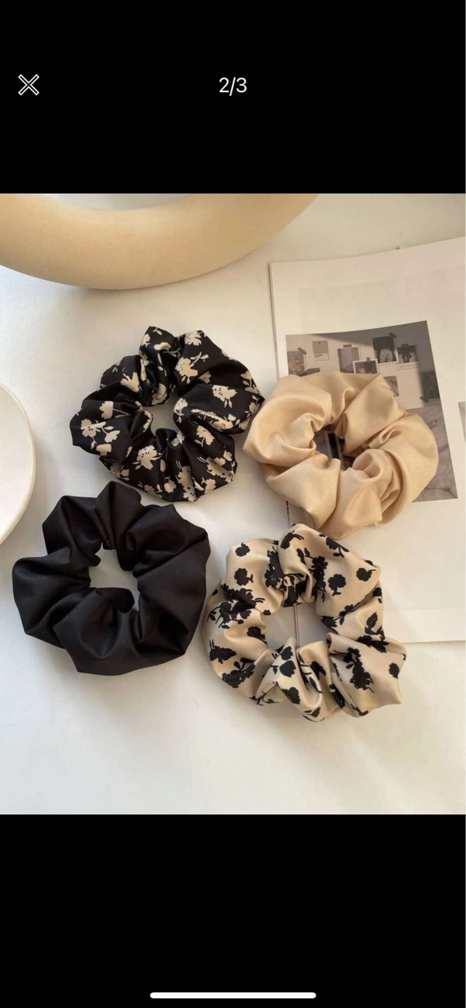 새상품)패브릭 플라워 곱창밴드(4개)