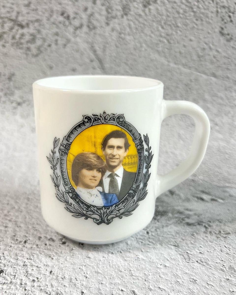 빈티지 아코팔 밀크글라스 다이애나 결혼 기념