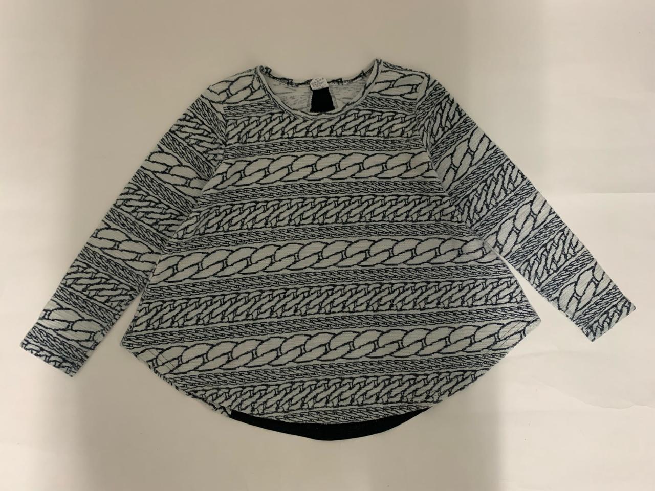 와이드 주니어티 자가드 니트티셔츠 리본장식 쉬폰배색 여아상의