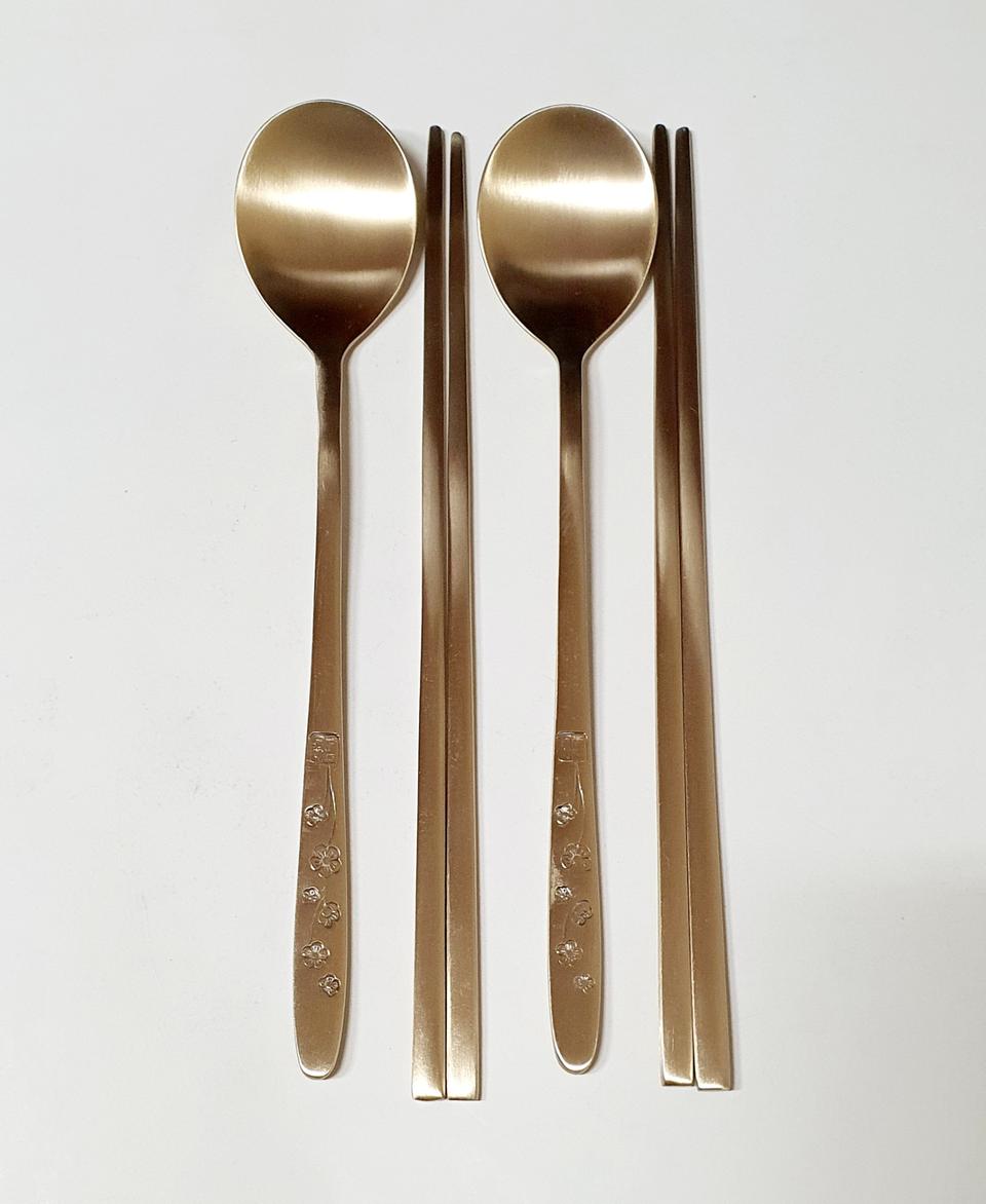 (새상품)유기그릇 놋그릇 유기수저 2벌세트