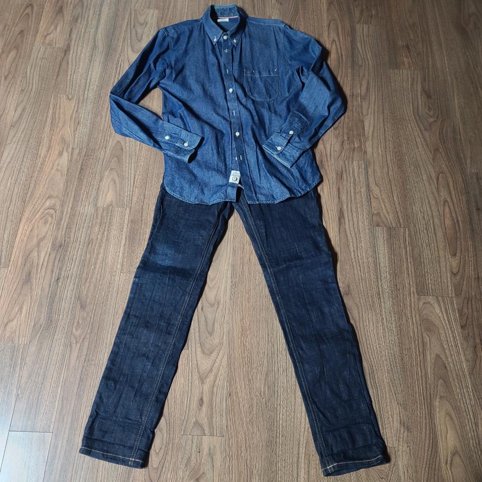 편집샵 데님셔츠 셀비지진 셋업