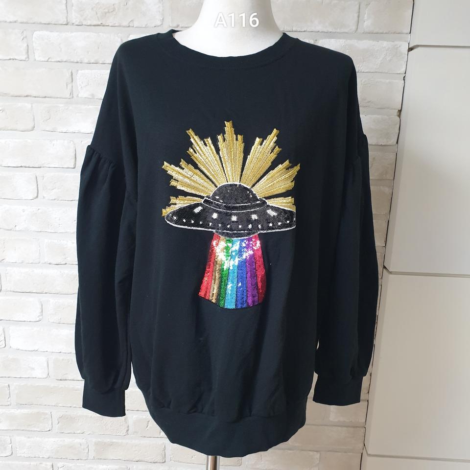 (A116) 블랙 포인트 나염 맨투맨