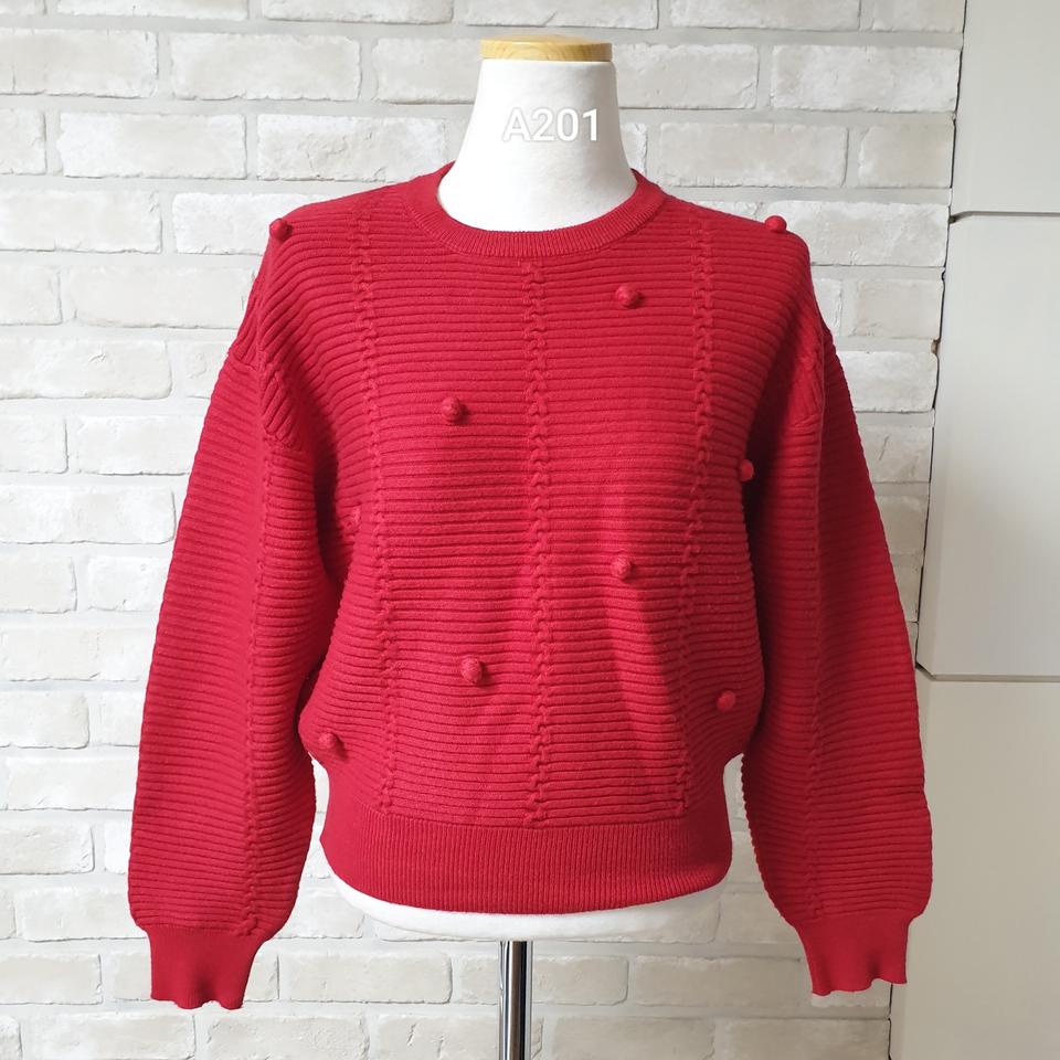 (A201) 사틴 SATIN 레드 라운드 니트 85