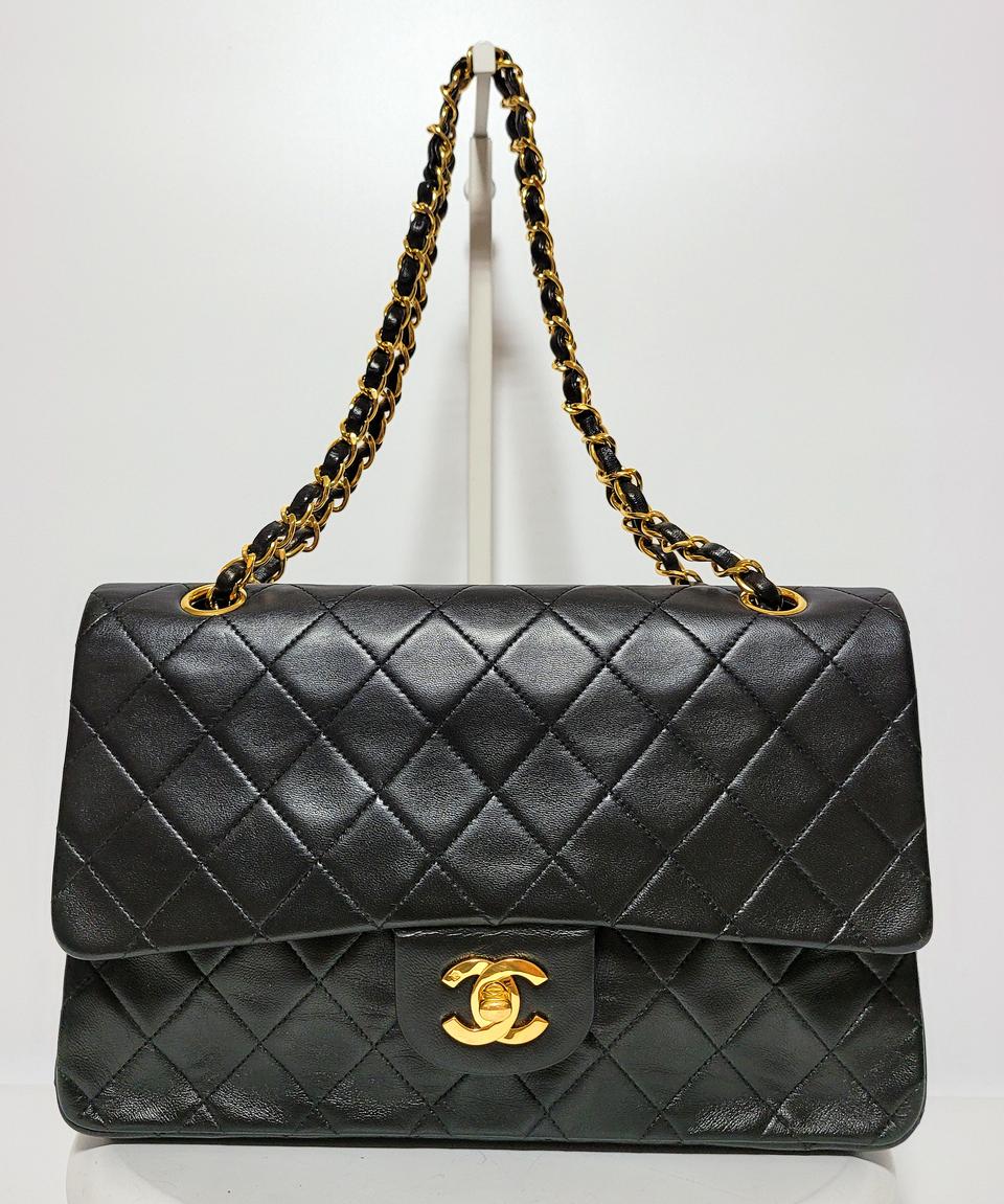 [중고A급] 샤넬 클래식 램스킨 미듐 블랙 금장 (2번대)