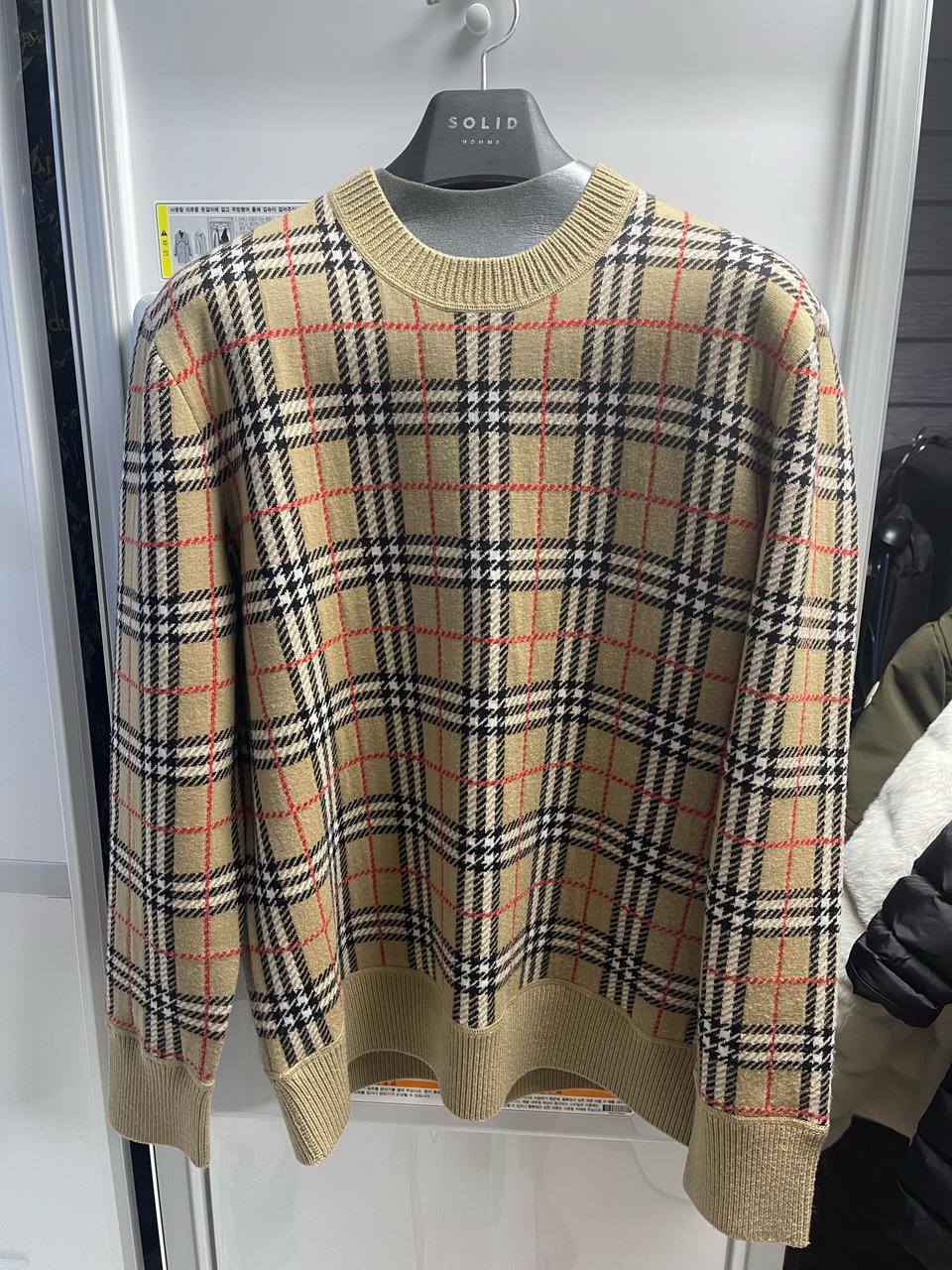 버버리/ 빈티지 체크 메리노울 니트/M