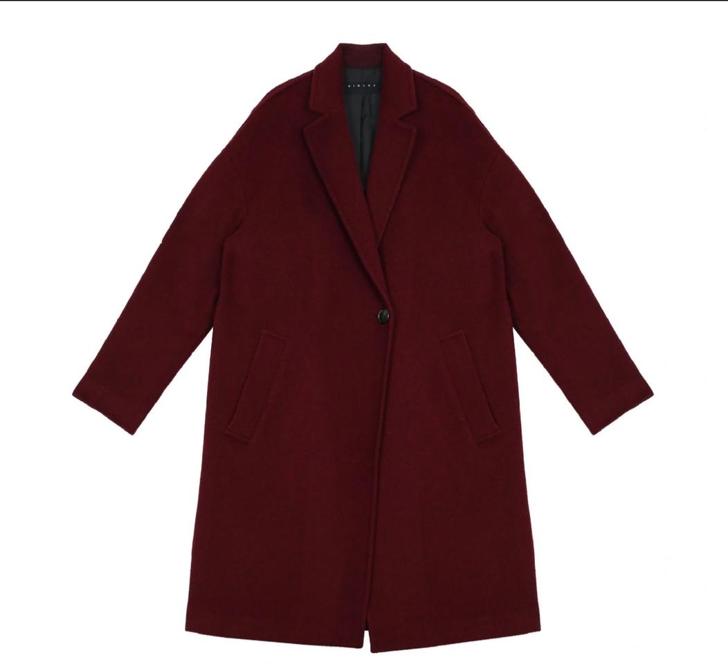 시슬리 울 코트 모89% 겨울코트 여성겨울코트 버건디코트