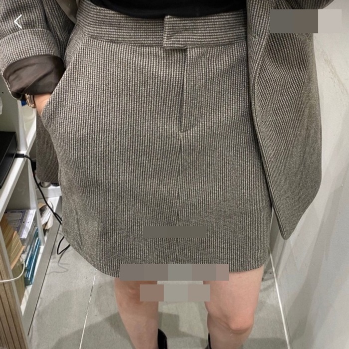 (세일)2컬러 울 체크 더블 미니스커트 S 브라운 베이지
