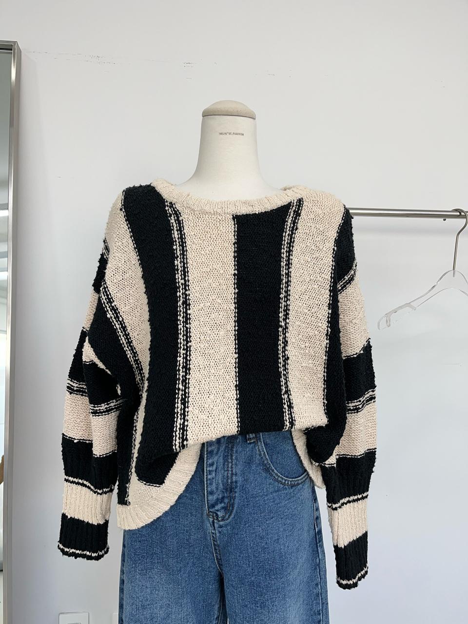 모모지엔(세일맛집) 단가라니트 줄니트 오버핏니트 스트라이프 니트