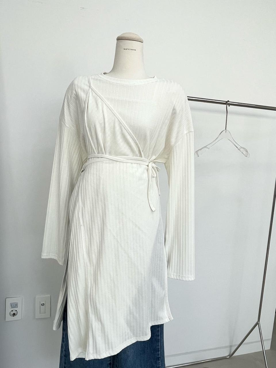 모모지엔(세일맛집) 골지 랩 언발 롱 원피스 뷔스티에